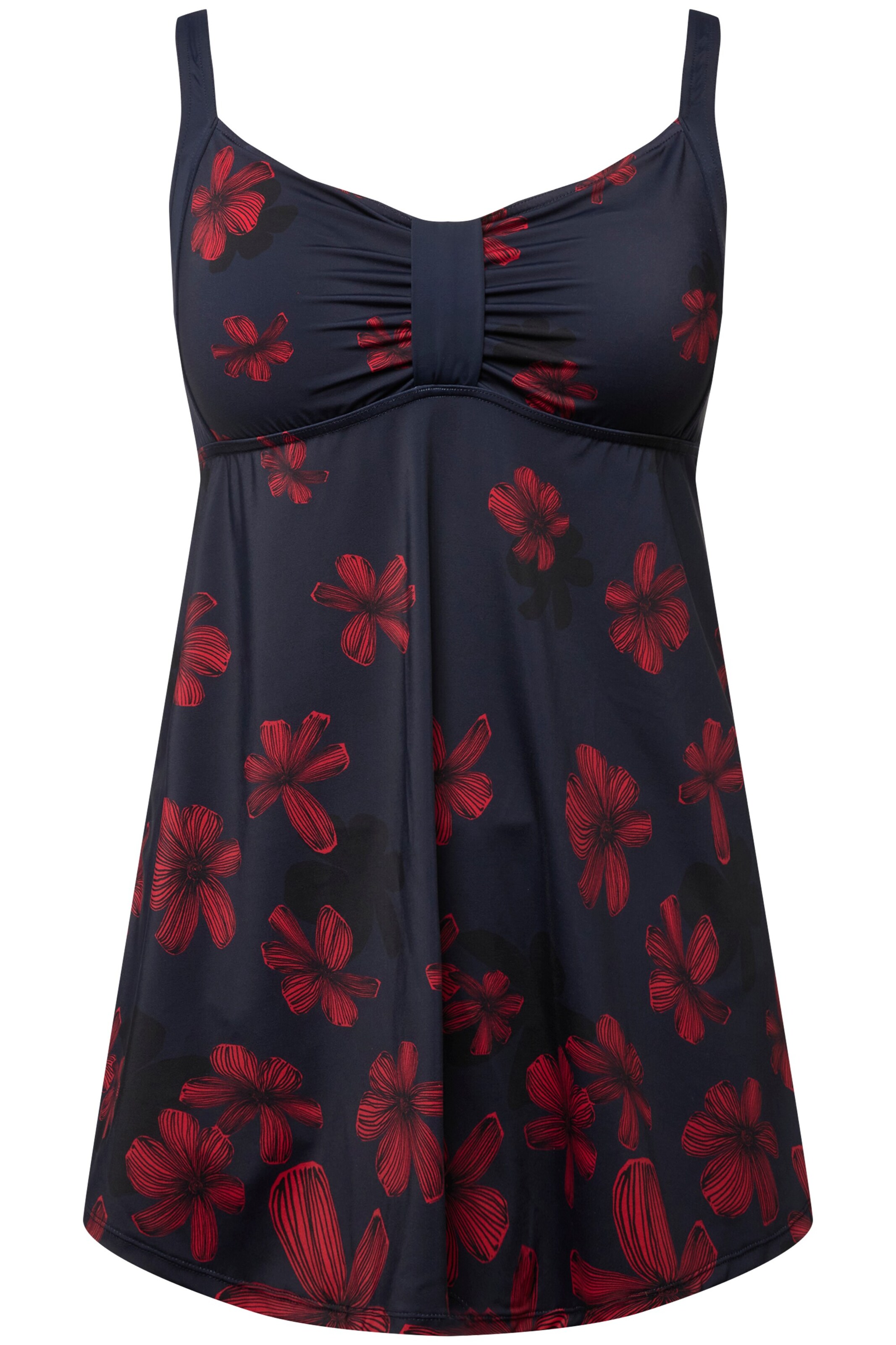 Ulla Popken T-Shirt Badeanzug in Blau: Vorderseite