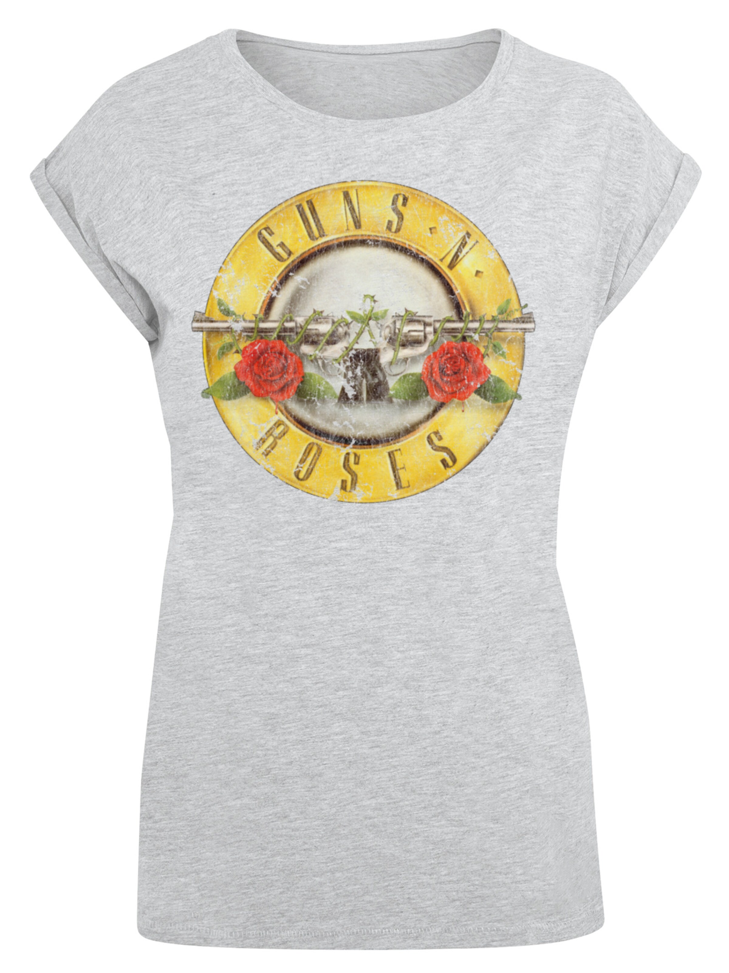 F4NT4STIC Shirt 'Guns 'n' Roses' in Grijs: voorkant