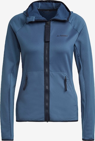 ADIDAS TERREX Athletic Fleece Jacket in Blue: front