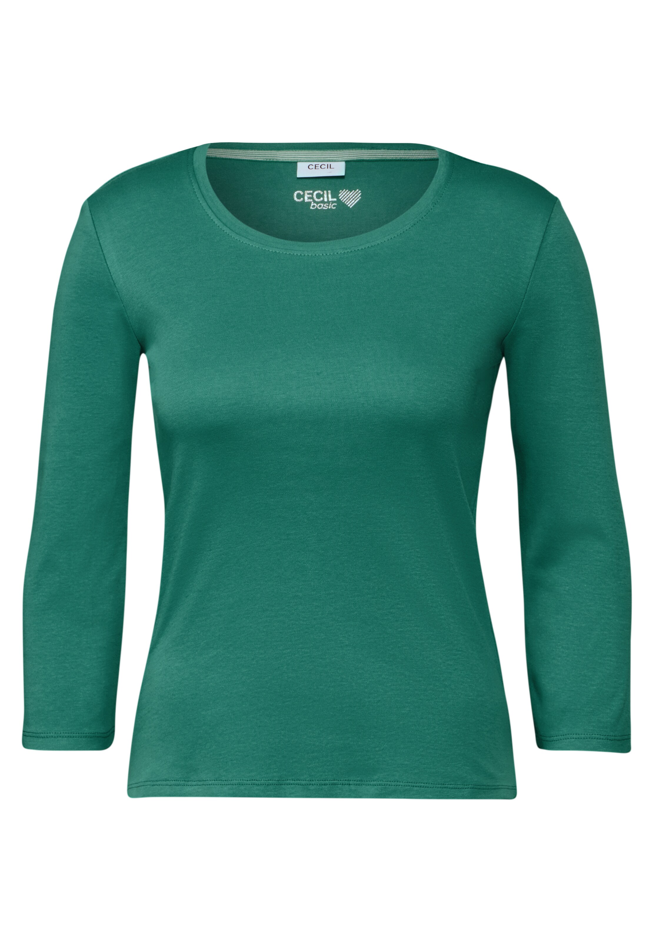 CECIL Basic Shirt mit Rundhals in Grün: Vorderseite