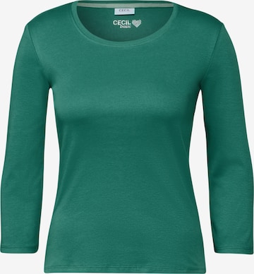 CECIL Basic Shirt mit Rundhals in Grün: Vorderseite