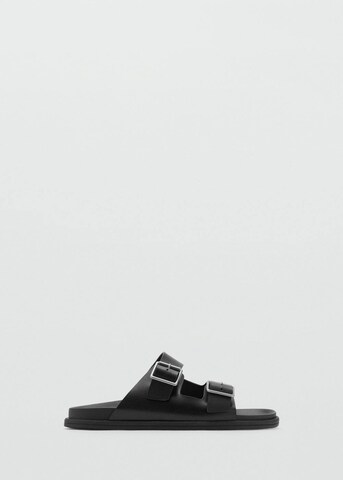 MANGO MAN Pantolette 'Buckle' in Schwarz