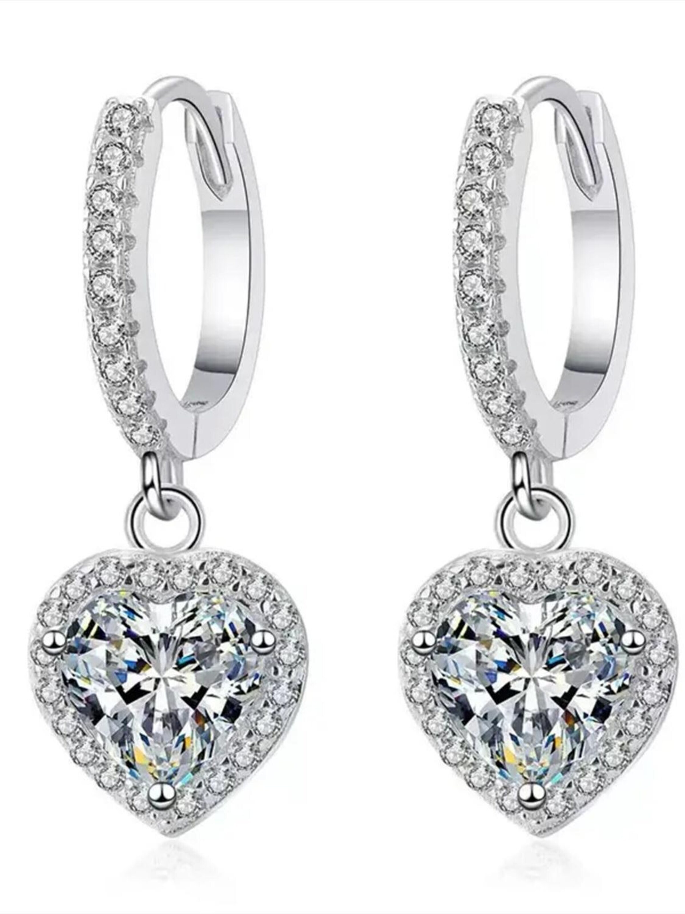 Staufergold Earrings 'Ohrstecker „Coeur Classic“ (Herz 1,0 ct x2)' in Silver: front