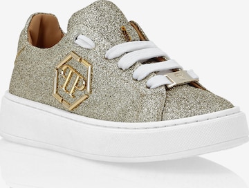 Philipp Plein - Sapatilhas 'Hexagon' em ouro: frente