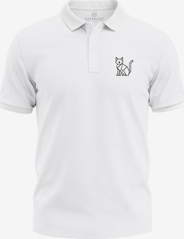 Neverless Shirt 'Cat Polygon' in Weiß: Vorderseite
