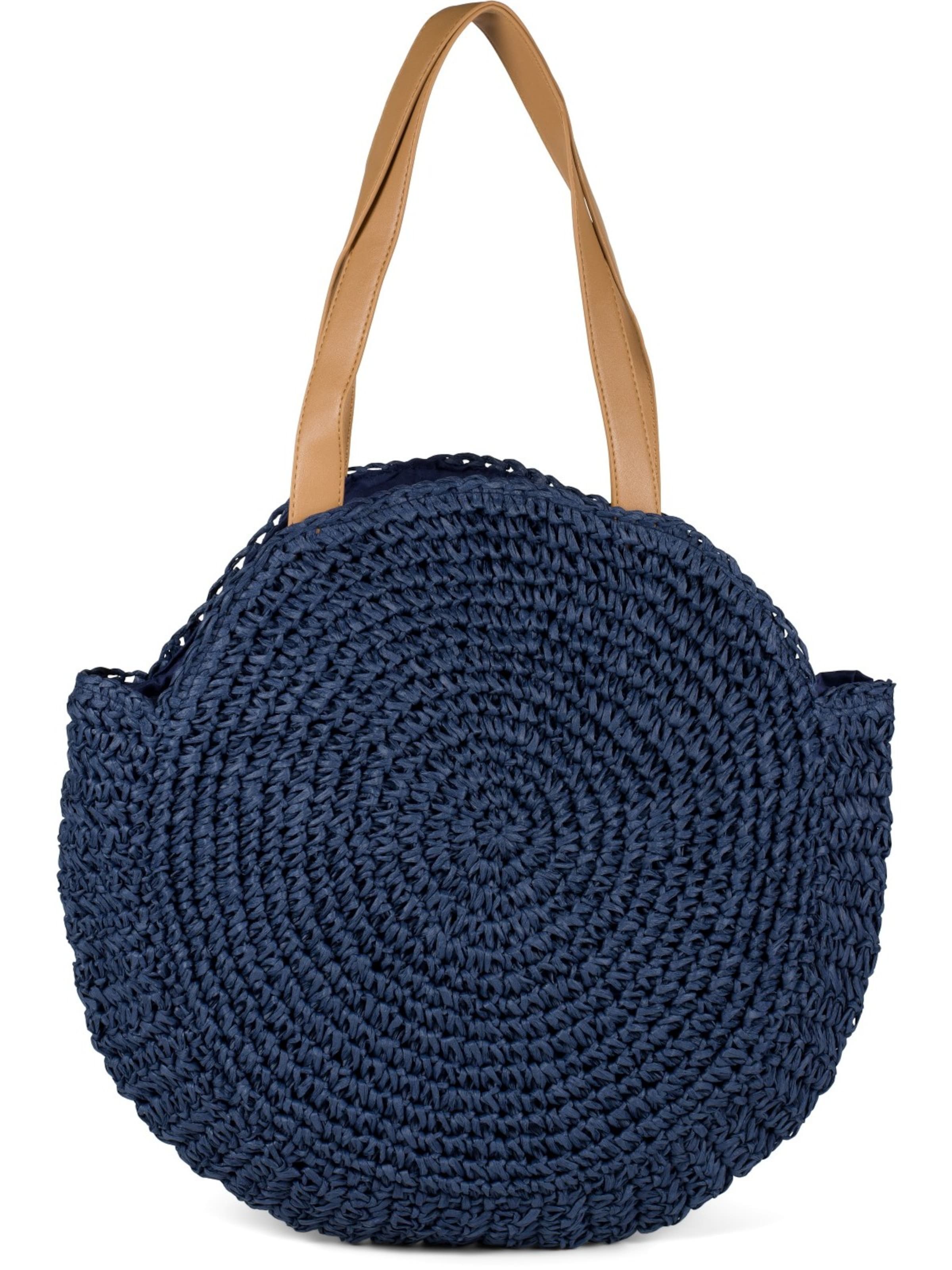 styleBREAKER Shoulder bag 'Runde Flecht Schultertasche - Basttasche' in Blue: front