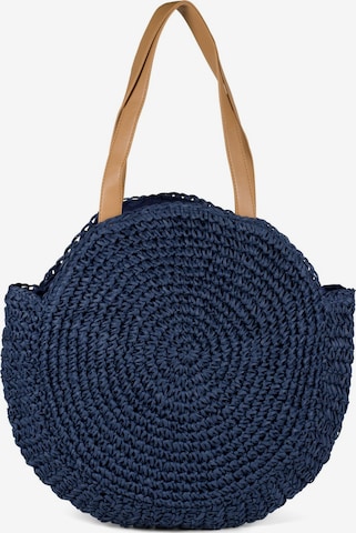 styleBREAKER Shoulder bag 'Runde Flecht Schultertasche - Basttasche' in Blue: front