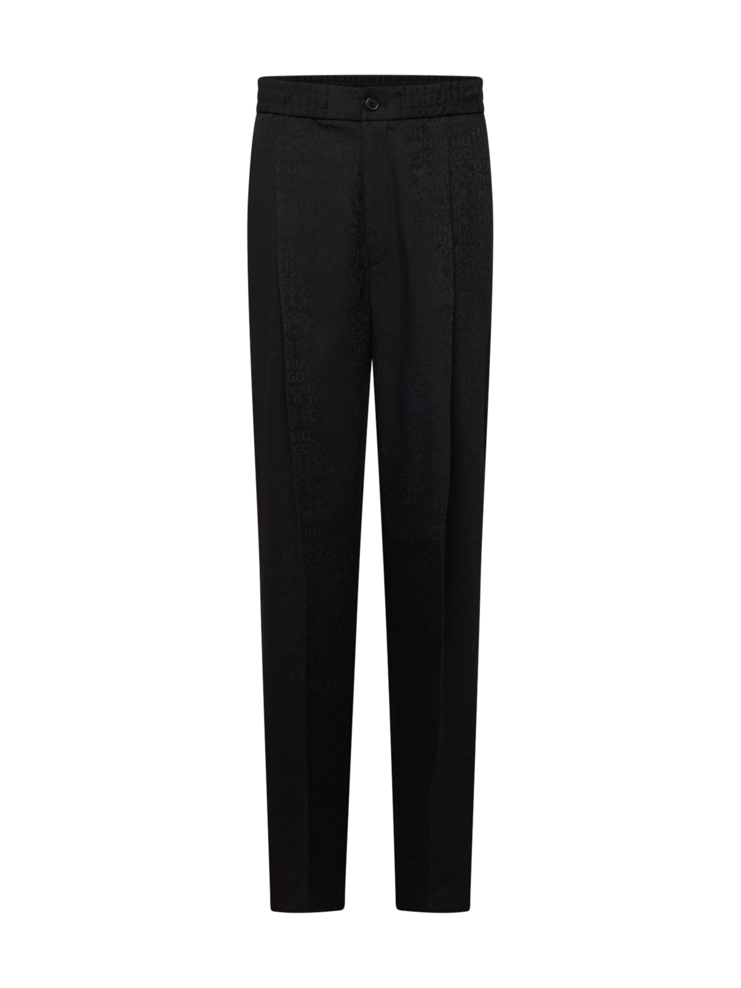 HUGO Wide leg Pleat-Front Pants 'Kaya_LB' in Black: front