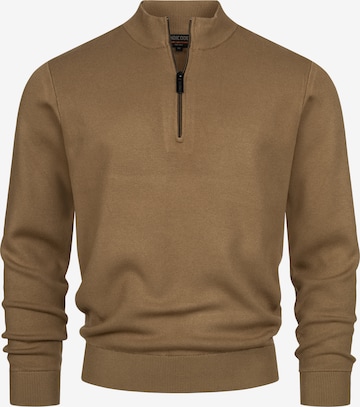INDICODE JEANS Sweater 'Lukas' in Brown: front