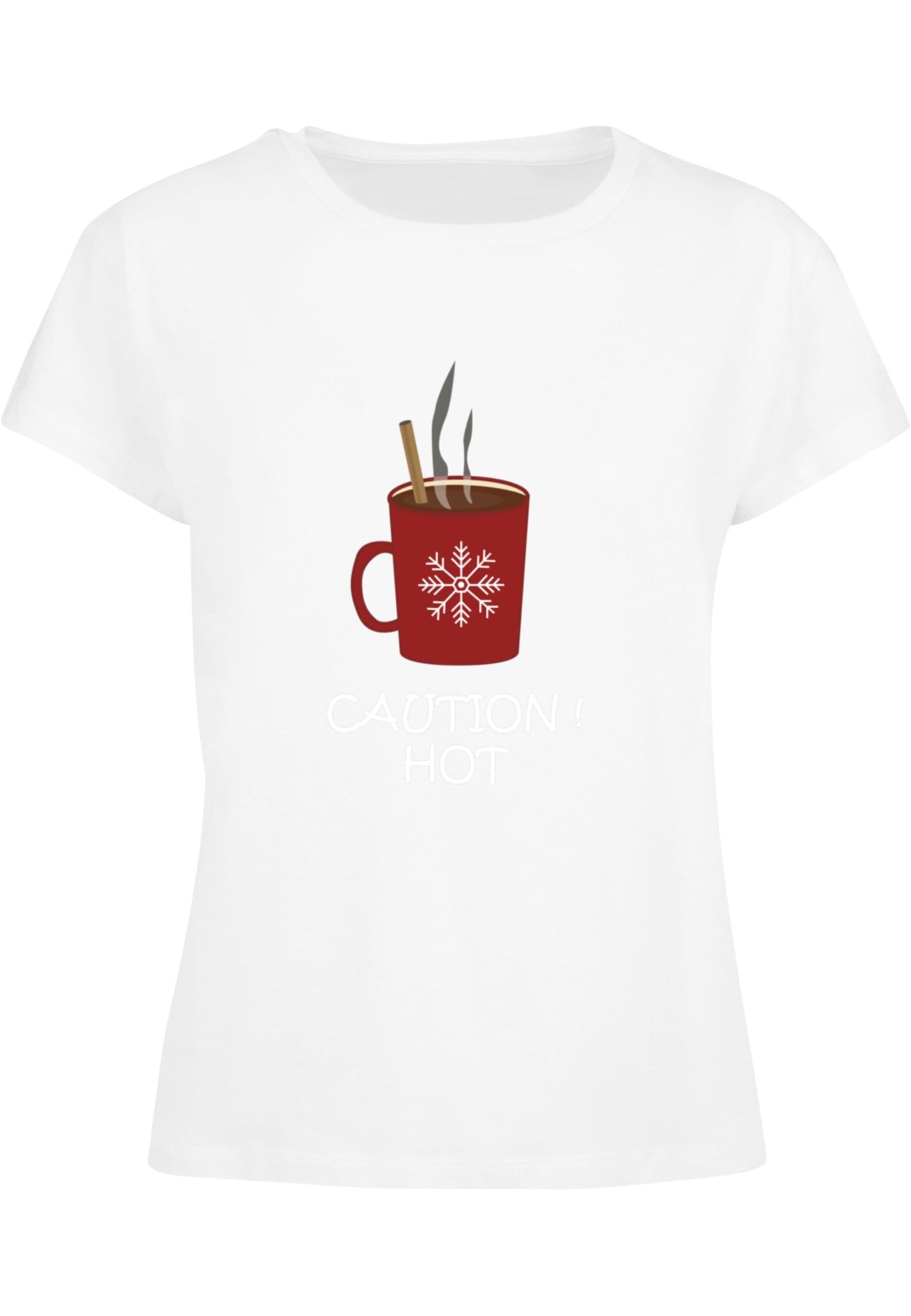 Merchcode Shirt 'Caution Hot' in Wit: voorkant