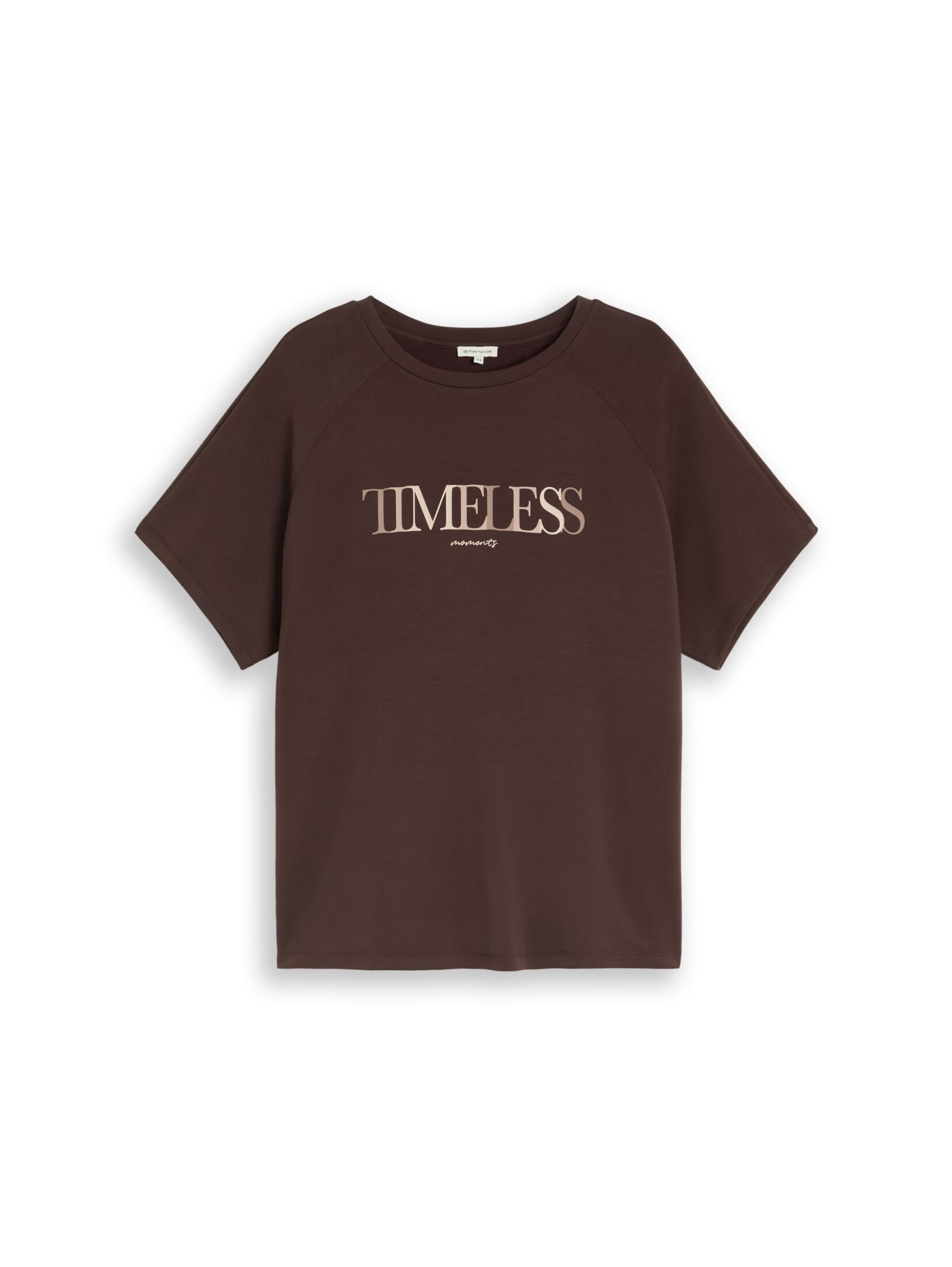 Tom Tailor Women + Shirt in XXXL in de kleur Crème / Camel / Chocoladebruin, Productweergave