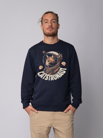 Sweat-shirt 'Catstronaut' Watapparel en bleu : devant