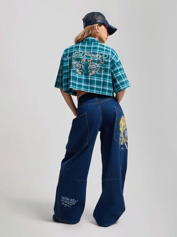 Ed Hardy Loosefit Jeans 'Gothic Skull' in Blau
