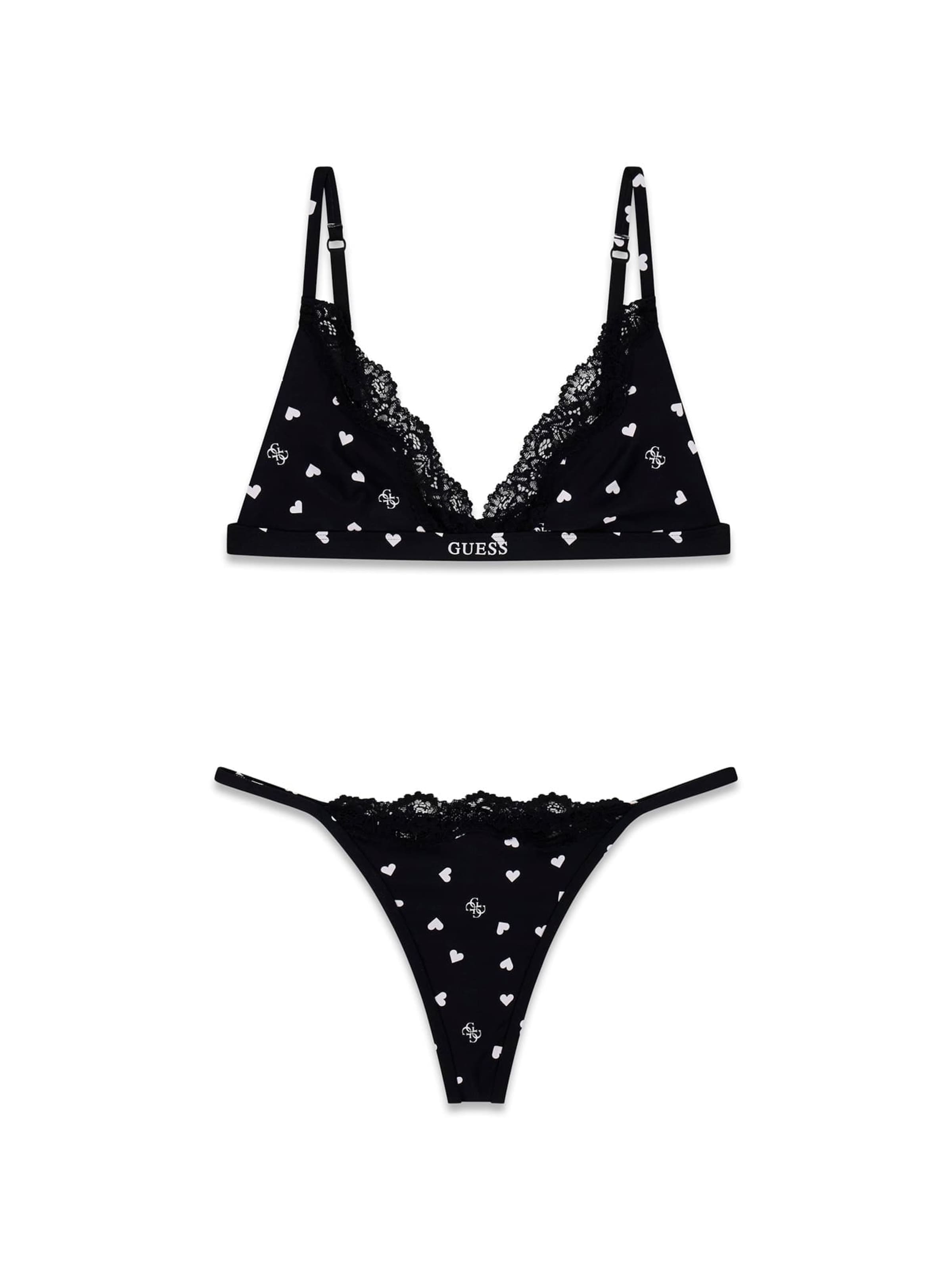 GUESS Triangel Wäsche-Set in Schwarz: Vorderseite