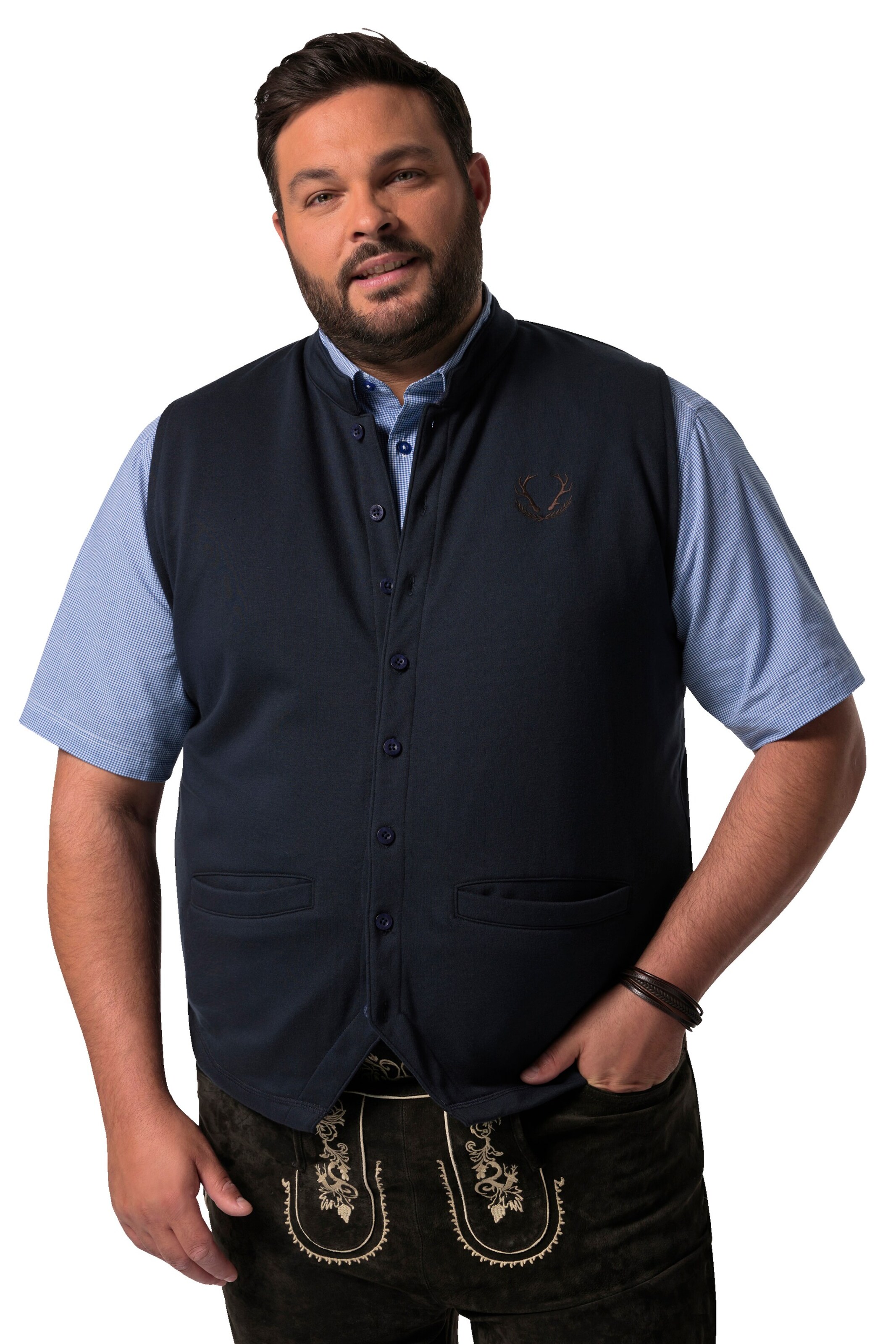 Men Plus Traditional vest in Blue: front