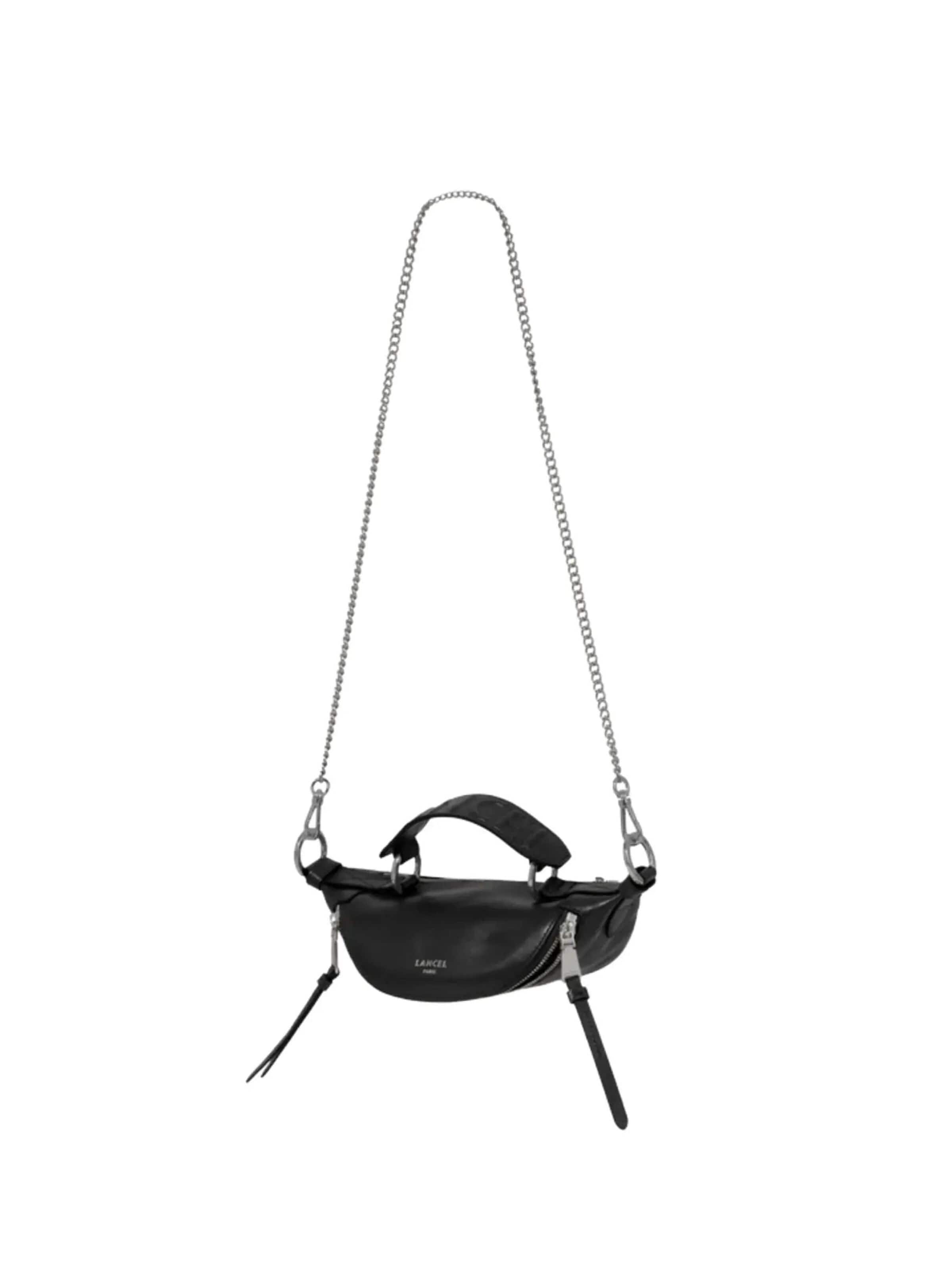 Lancel Torba na ramię 'Sac Bandoulière Mini Lancel Origami A12526UXTU Noir/Argent' w kolorze czarny
