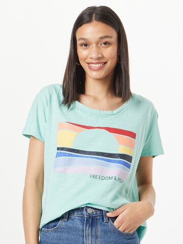 T-shirt 'Friendship & Peace' WLD en bleu : devant