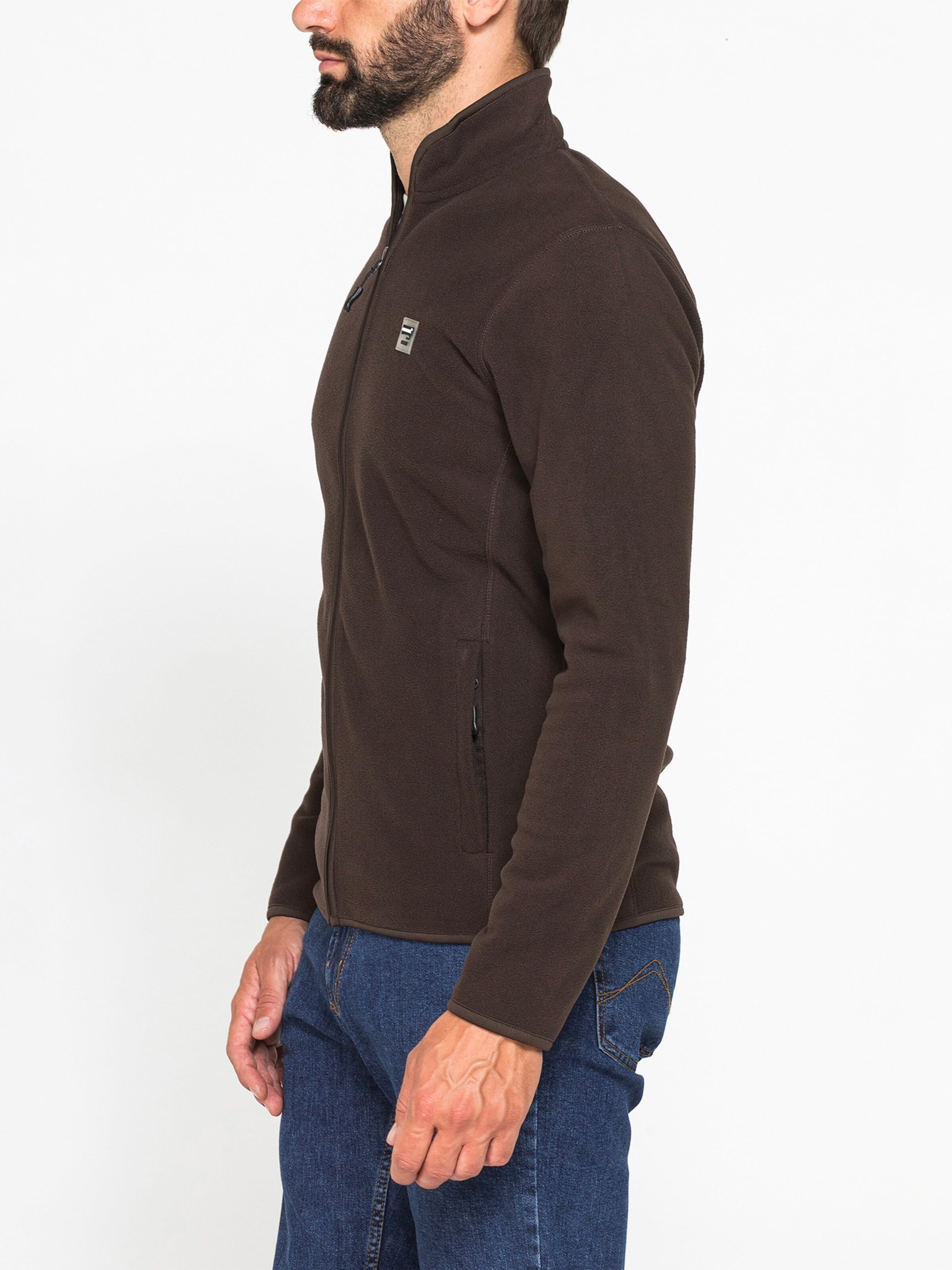 Carrera Jeans Fleece jacket 'Central Zip' in Brown