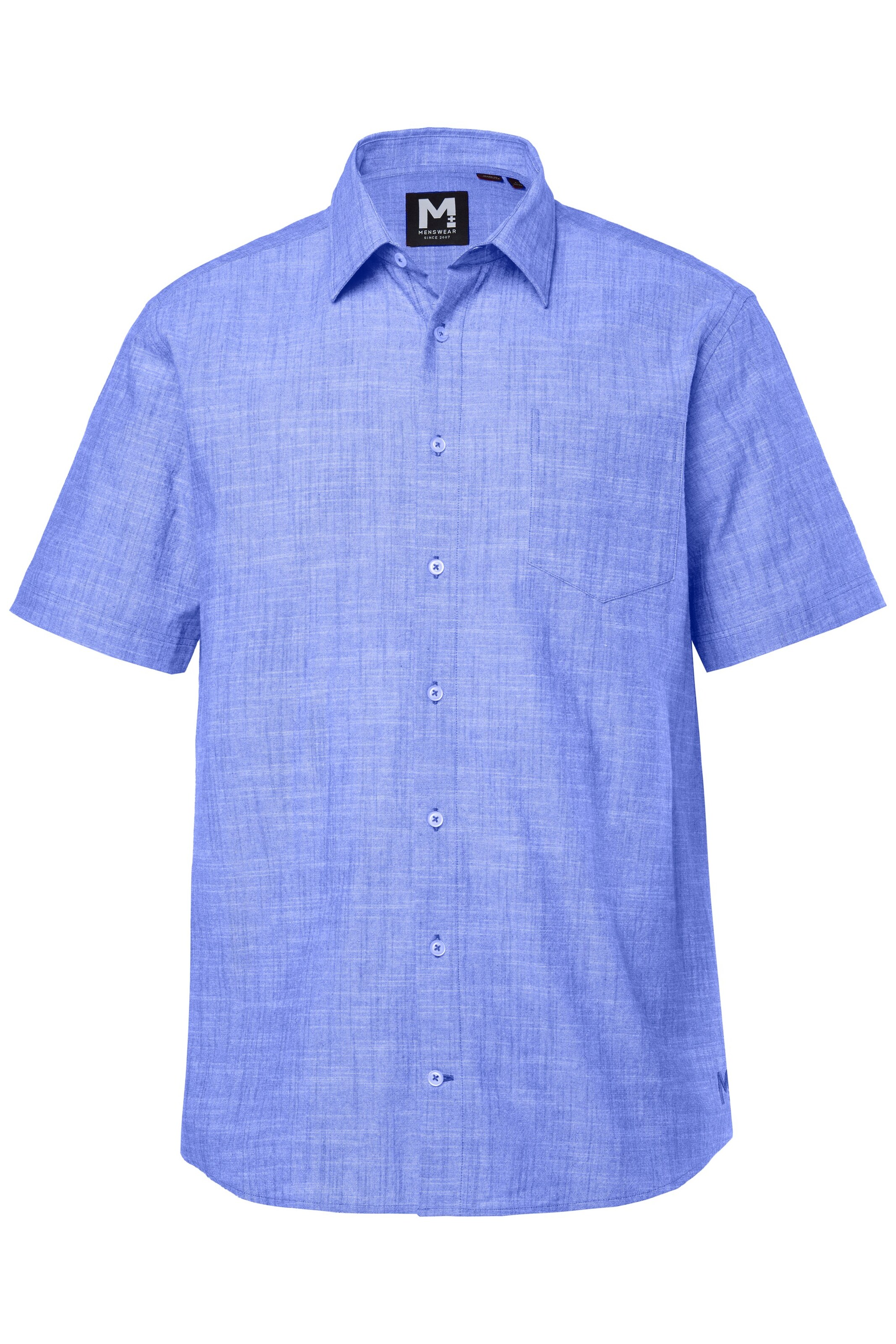 Men Plus Comfort fit Button Up Shirt in Blue: front