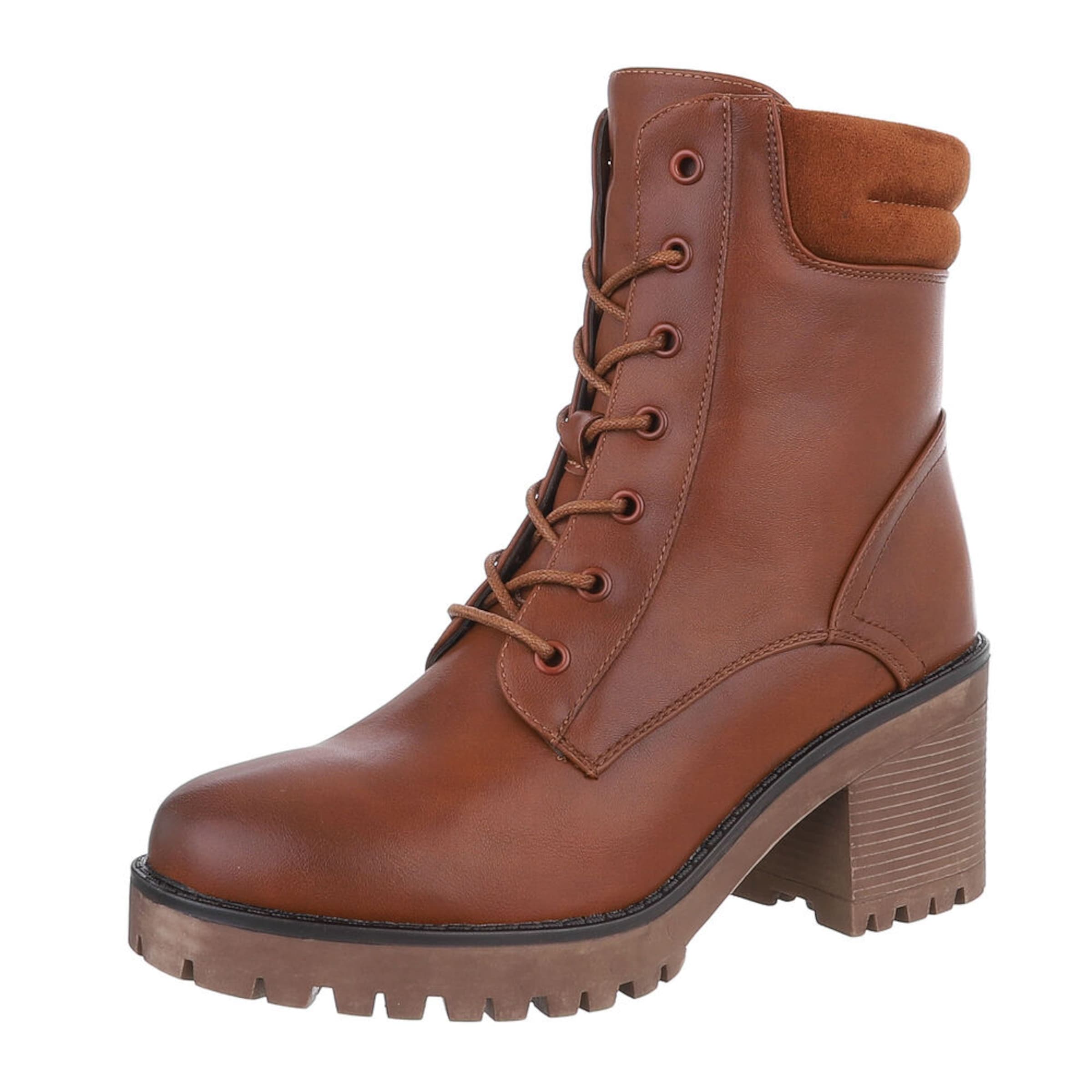 Ital-Design Schnürstiefelette in Beige: Vorderseite