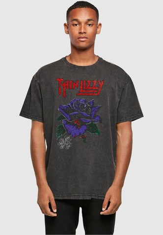 Merchcode Shirt 'Thin Lizzy - Rose' in Zwart: voorkant