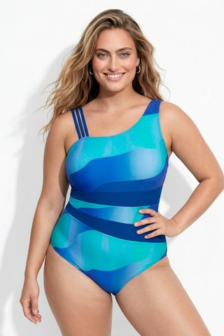 Ulla Popken T-shirt Swimsuit in Blue