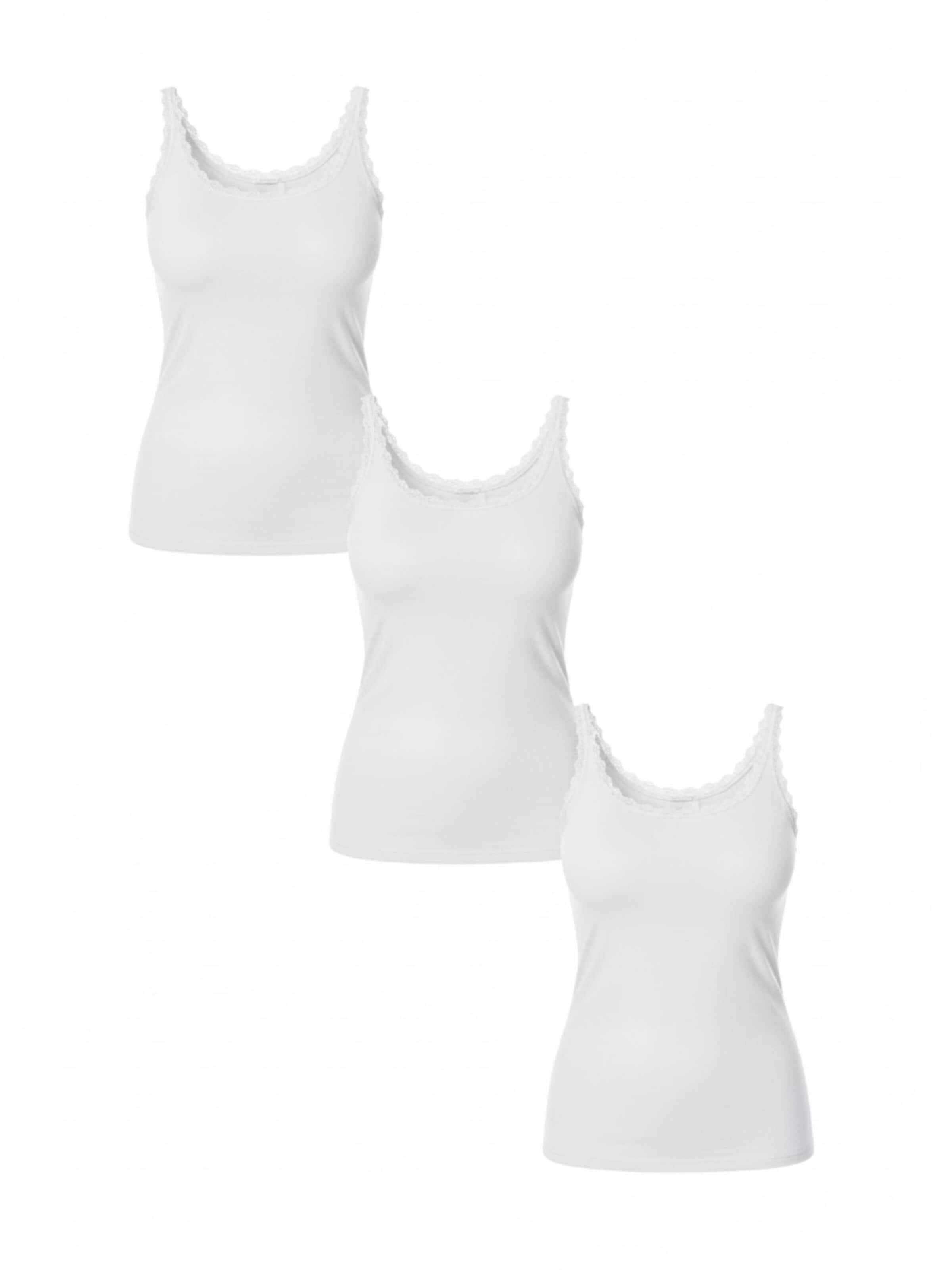 Maillot de corps 'COTTON LACE Tanktop Frauen 3er Pack' Maxte en blanc : devant