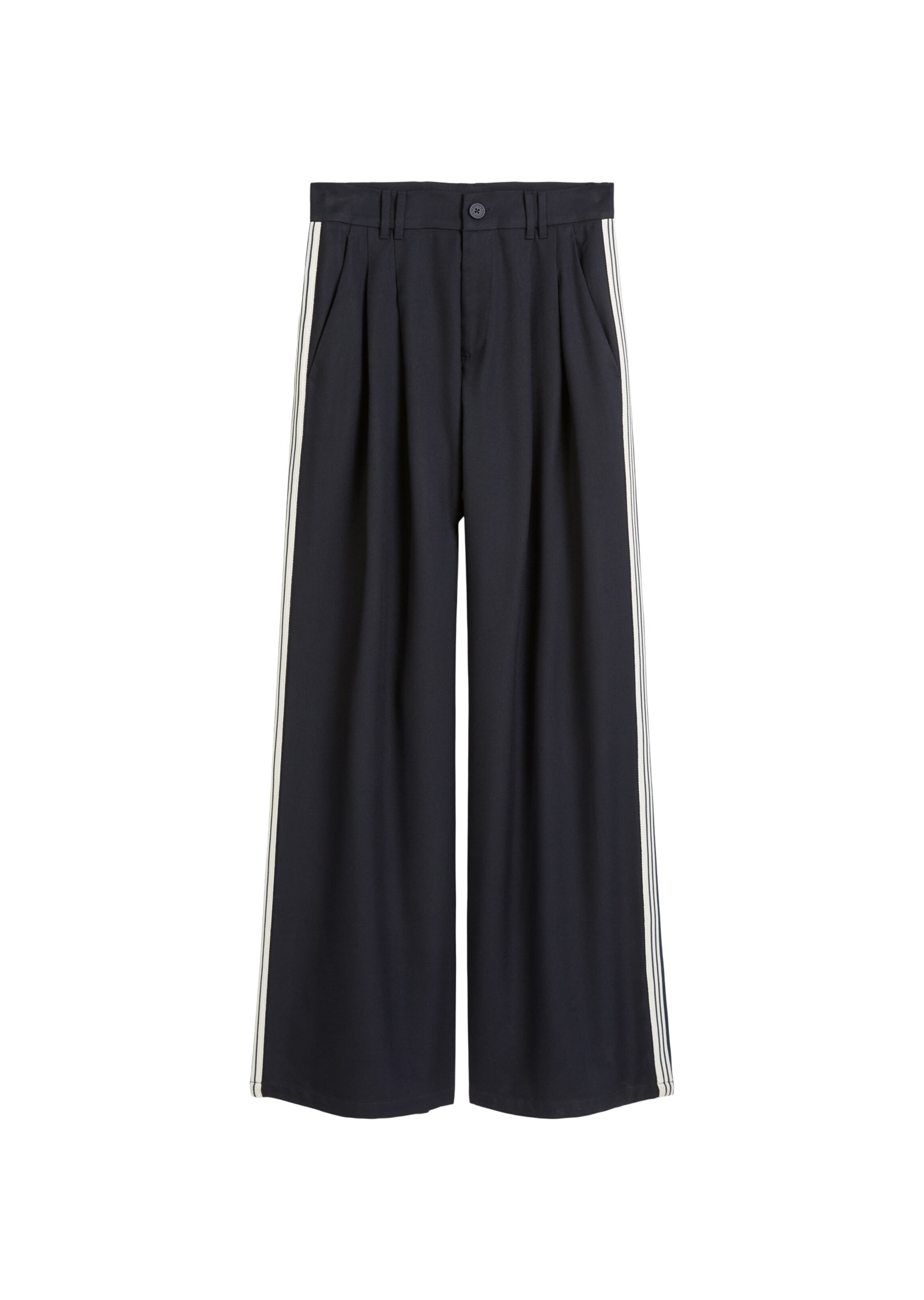 Marc O'Polo DENIM Wide leg Bandplooibroek in Blauw: voorkant