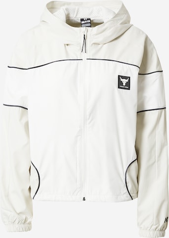 UNDER ARMOUR Athletic Jacket 'Pjt Rock' in White: front