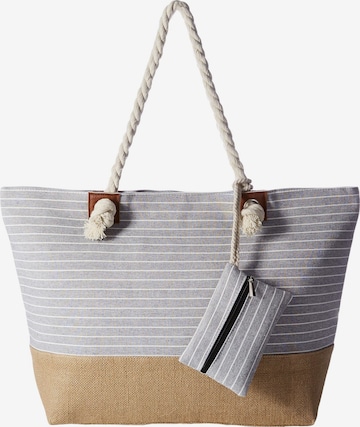 DonDon Beach Bag 'DonDon Strandtasche mit Reißverschluss Shopper Beach bag Badetasche Bunte Welt' in Grey: front