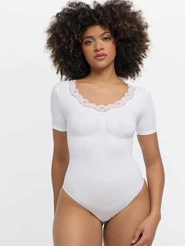 cfab - Body modelador 'Lace T-Shirt Bodysuit Sculpting Shapewear with slip' em branco