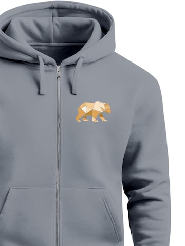 Neverless Sweatjacke 'Bär Polygon Gelb'‌‌‌‌‌‌‌ in Grau