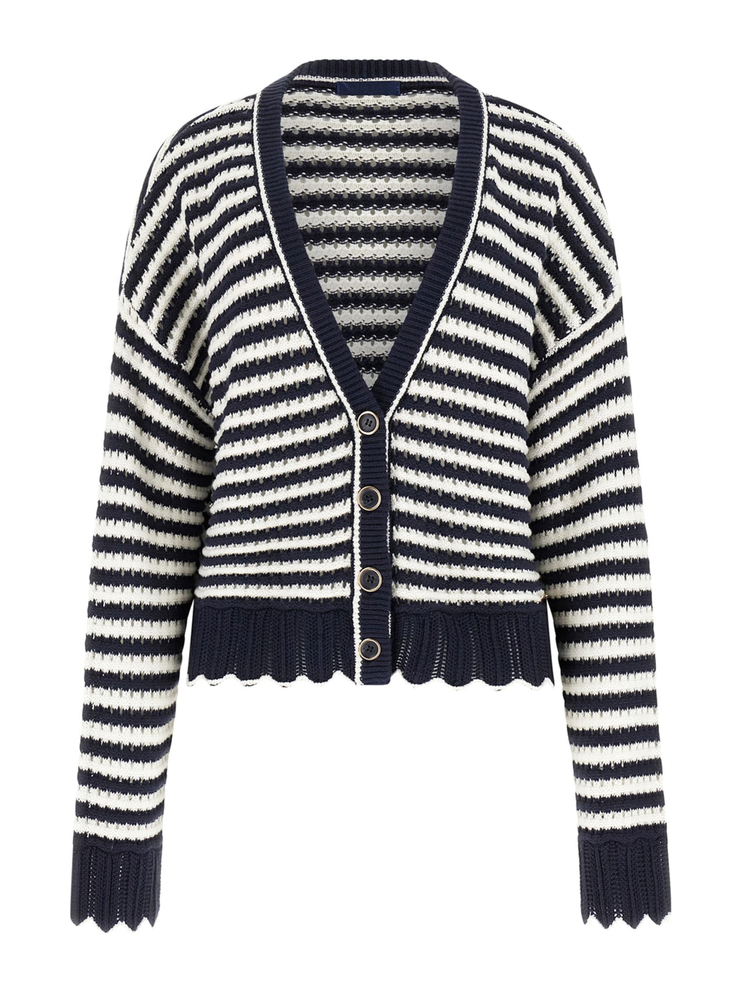 GUESS Gebreid vest 'AMBER' in de kleur Navy / Aardetinten / Wit, Productweergave