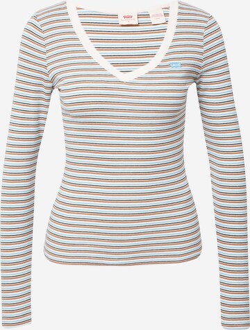 T-shirt 'Long Sleeve V-Neck Baby Tee' LEVI'S ® en blanc : devant