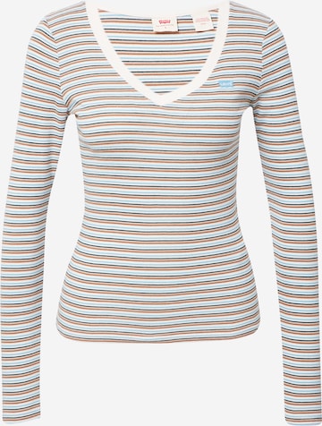 balta LEVI'S ® Marškinėliai 'Long Sleeve V-Neck Baby Tee': priekis