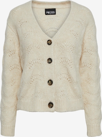 PIECES Knit cardigan 'Bibbi' in White: front