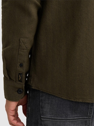 PME Legend Regular fit Button Up Shirt 'Shirt with two-tone herringbone texture' in Green