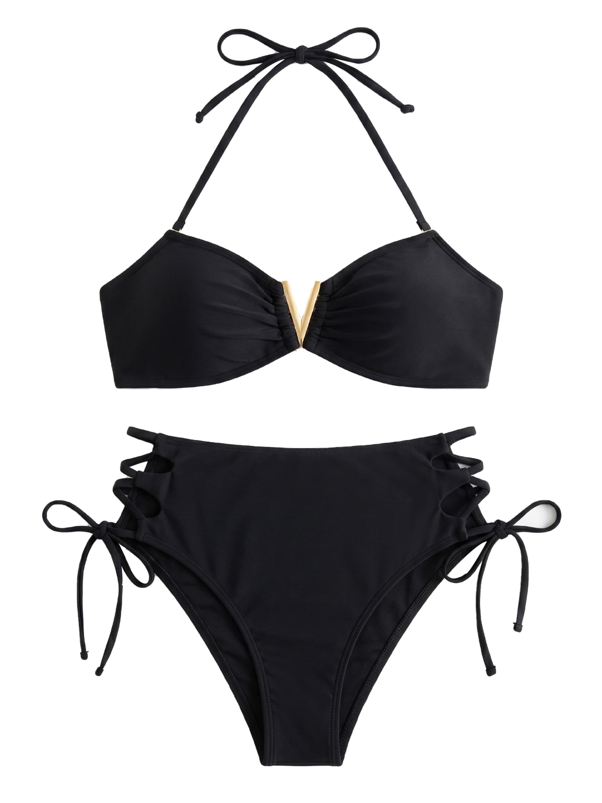 MEETWEE Classic Bikini in Black: front