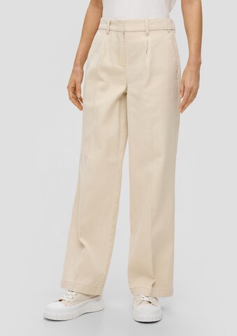 Wide Leg Pantalon à pince s.Oliver en beige : devant