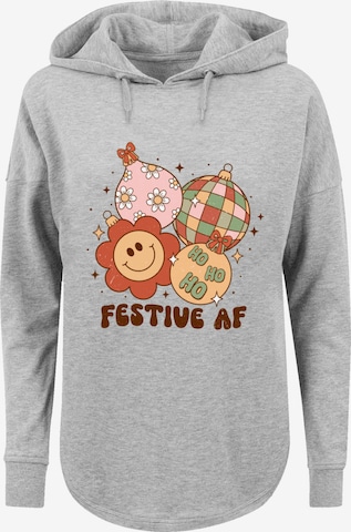 Sweat-shirt 'Festive AF Christmas Tree Balls' F4NT4STIC en gris : devant