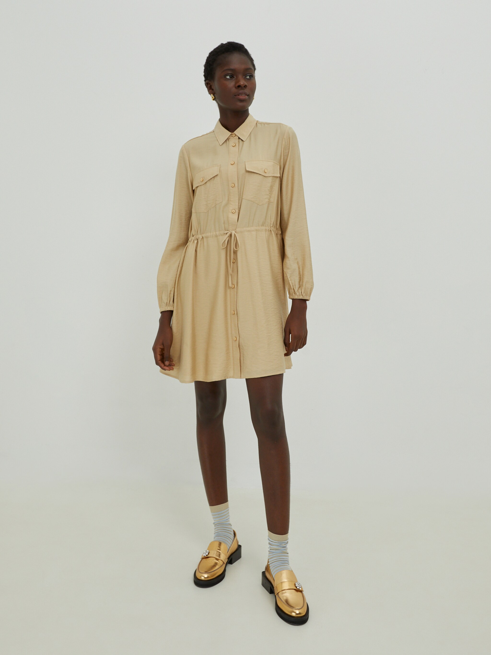 EDITED Producten Blousejurk 'Faye' Beige