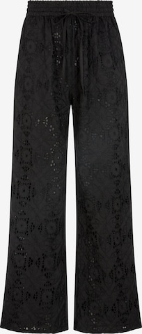 RAFFYA Wide Leg Hose 'Opal Broderie Anglaise' in Schwarz: Vorderseite