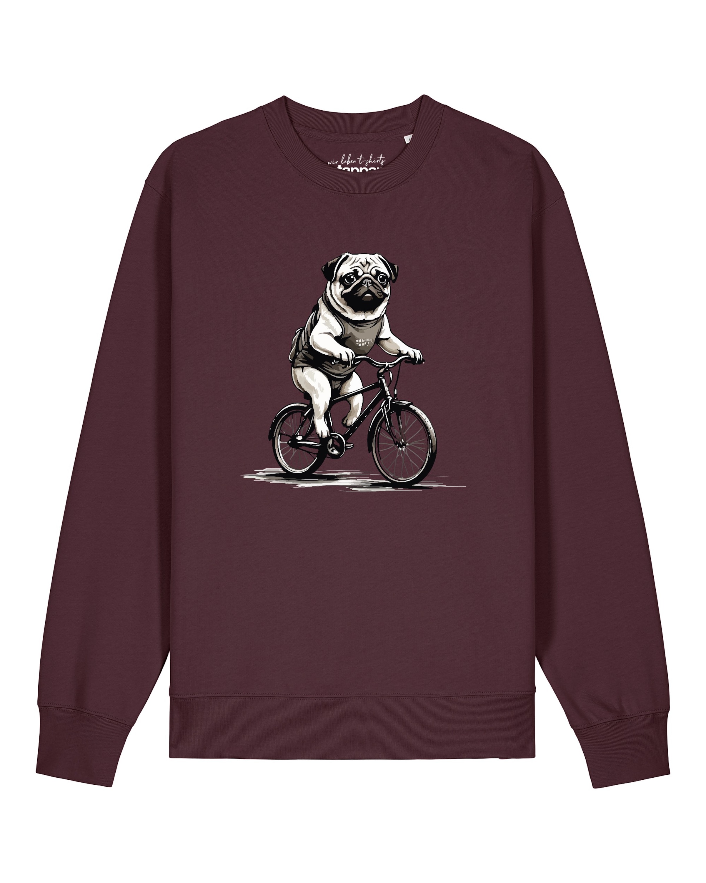 Watapparel Sweatshirt ' Mops auf Fahrrad ' in Rood: voorkant