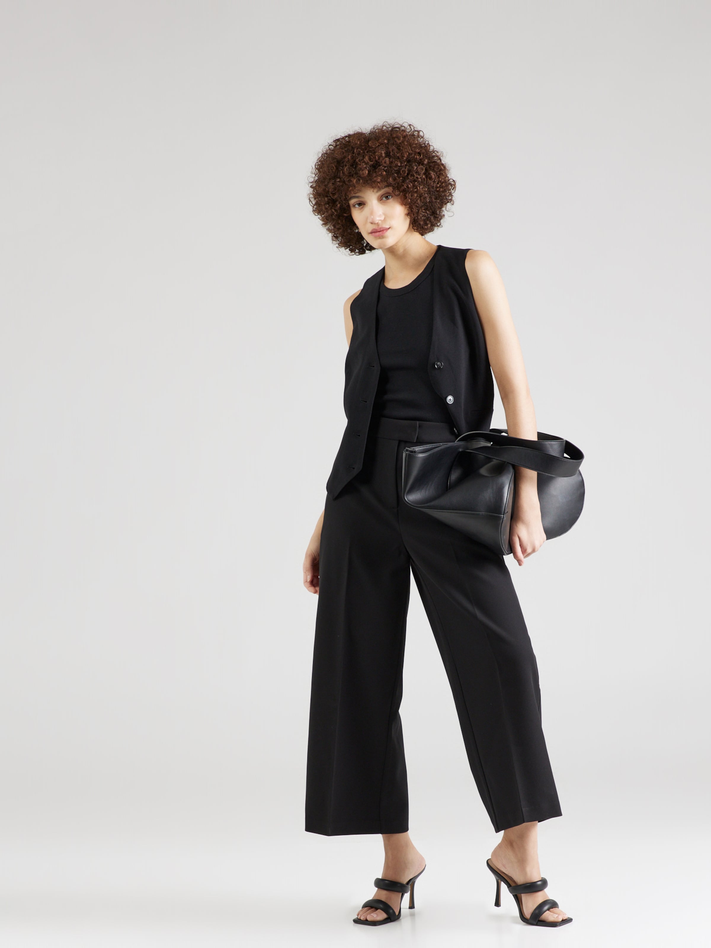 French Connection Whisper Belted Culottes, Black at John Lewis & Partners