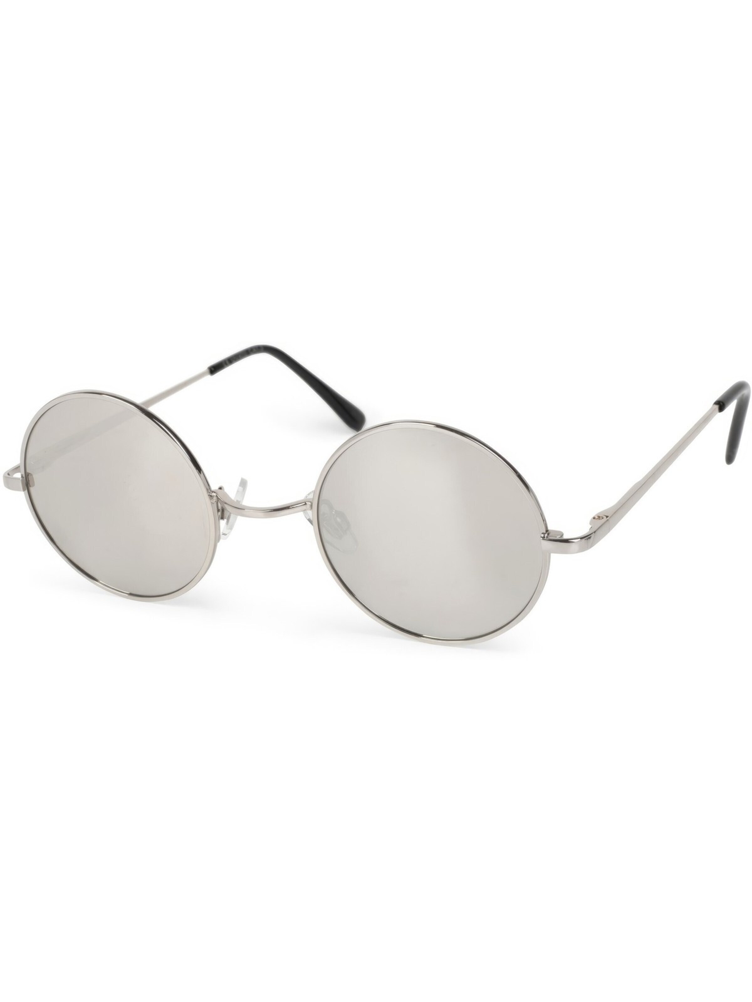styleBREAKER Sunglasses 'Retro Sonnenbrille Klein Rund mit Federscharnier' in Silver: front