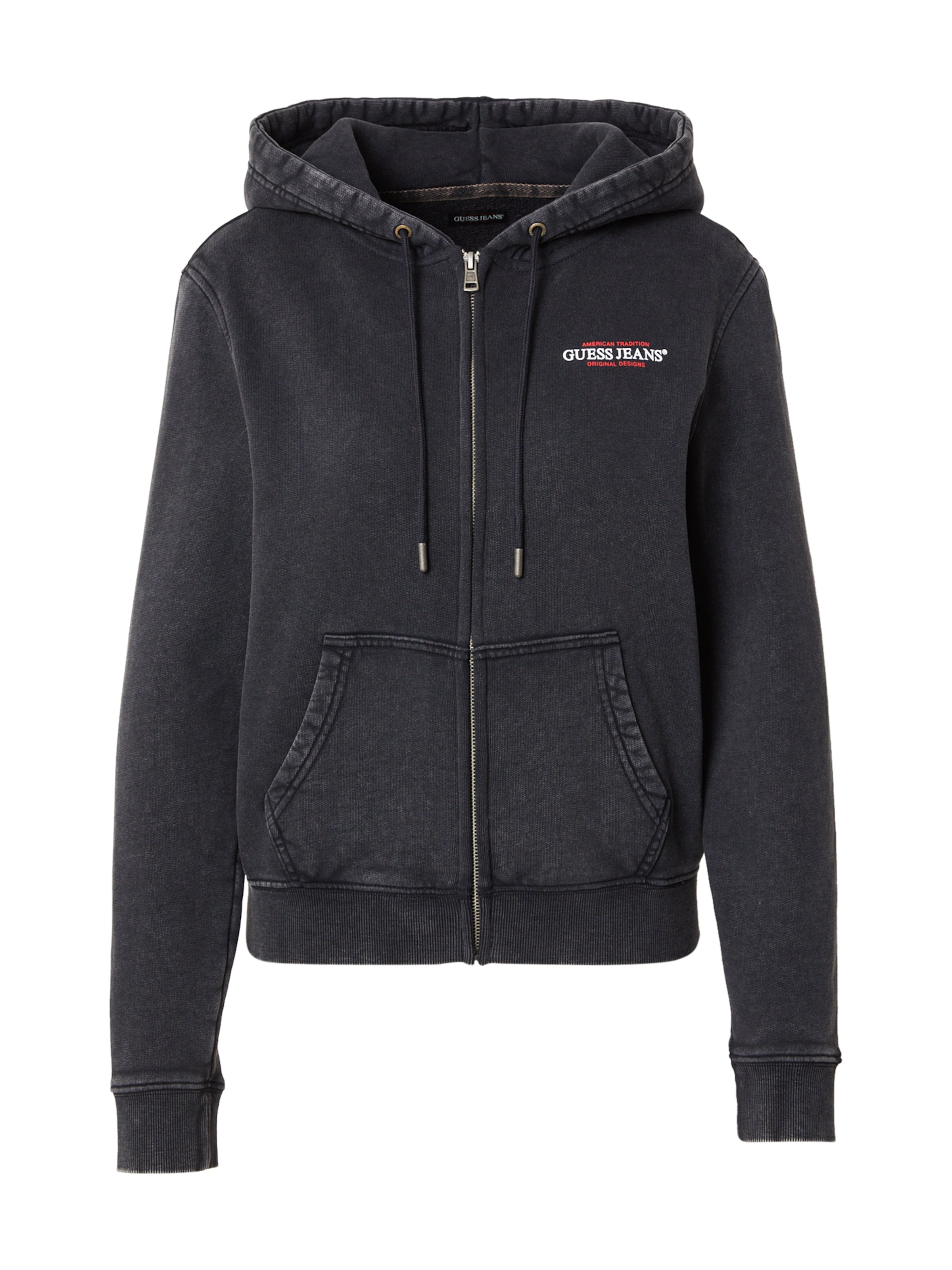 GUESS JEANS Sweatvest 'MINI AMERICA' in Zwart: voorkant