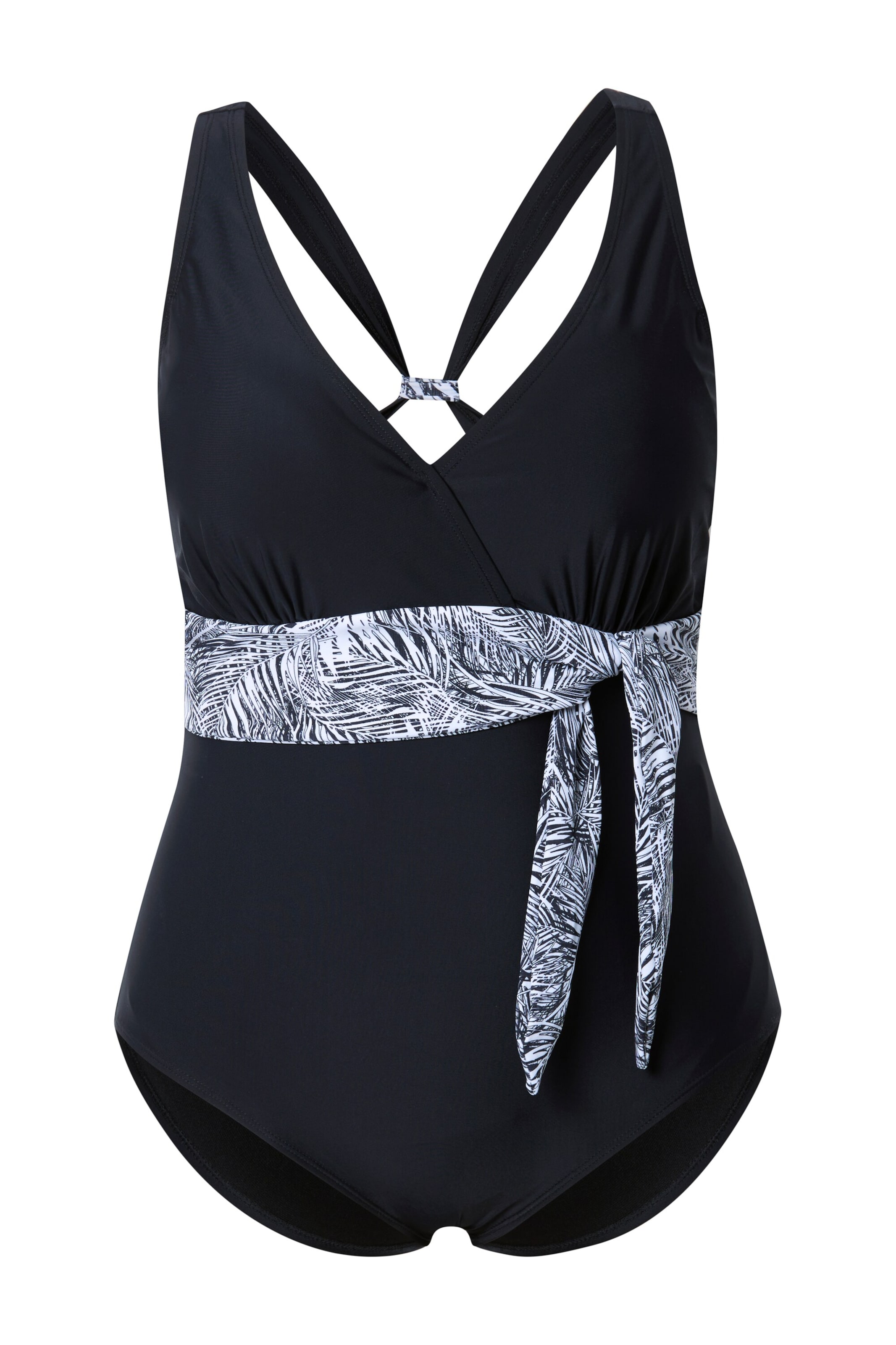 Ulla Popken Trikotni nedrčki Enodelne kopalke 'Violetta' | črna barva: sprednja stran