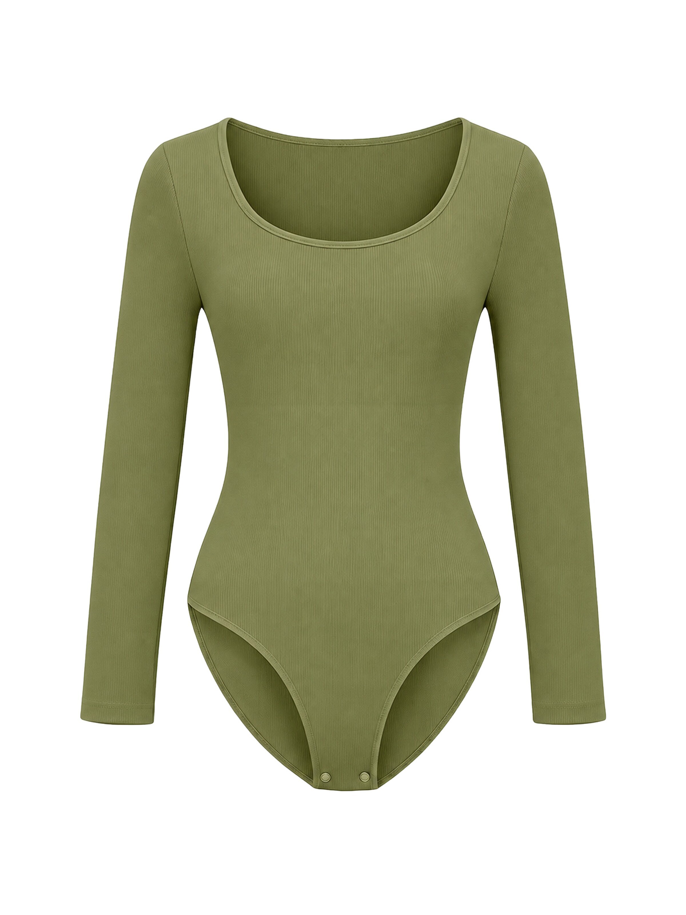 cfab Body 'Ribbed Longsleeve Sculpting Bodysuit with Slip' in Groen: voorkant