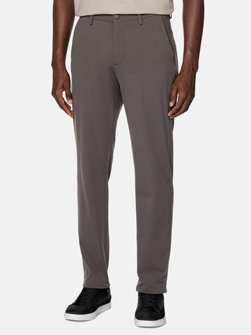 Boggi Milano Slim fit Trousers with creases in Grey: front