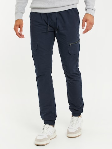 Threadbare Tapered Cargo Pants in Blue: front